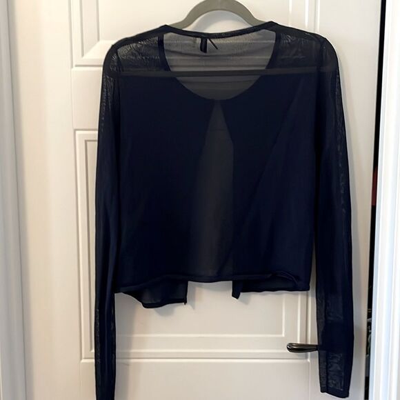 Elie Taharie for Bergdorf Goodman Navy Sheer Cardigan - Picture 3 of 6